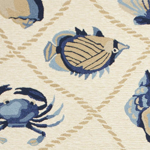 HomeRoots 5' Sand Abstract Area Rug - Stylish Indoor/Outdoor Design, Durable, Easy to Maintain, Versatile Decor 5' x 8' 352774