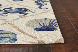 HomeRoots 5' Sand Abstract Area Rug - Stylish Indoor/Outdoor Design, Durable, Easy to Maintain, Versatile Decor 5' x 8' 352774
