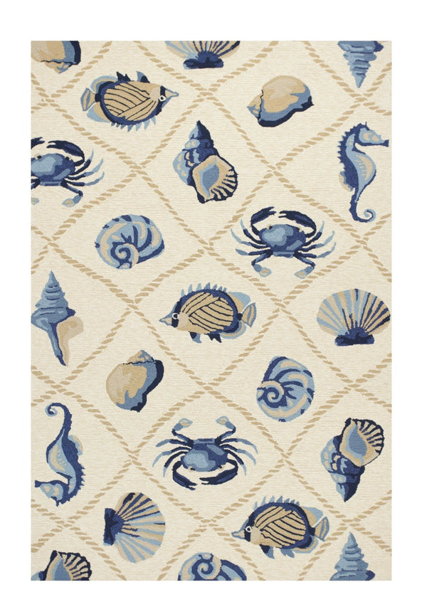 HomeRoots 5' Sand Abstract Area Rug - Stylish Indoor/Outdoor Design, Durable, Easy to Maintain, Versatile Decor 5' x 8' 352774