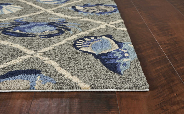 HomeRoots 8' Gray Abstract Area Rug - Stylish Indoor/Outdoor Design, Durable, Easy to Clean, Perfect for Any Space 5' x 8' 352775