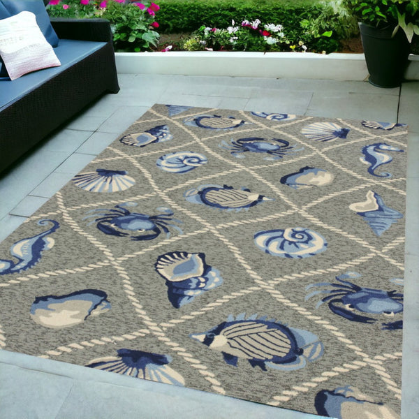 HomeRoots 8' Gray Abstract Area Rug - Stylish Indoor/Outdoor Design, Durable, Easy to Clean, Perfect for Any Space 5' x 8' 352775