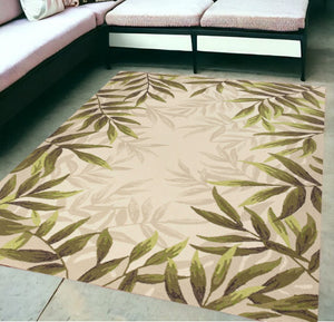 HomeRoots 8' Handmade Beige Floral Area Rug - Durable Indoor/Outdoor Comfort for Any Space, Low Maintenance Style 5' x 8' 352777