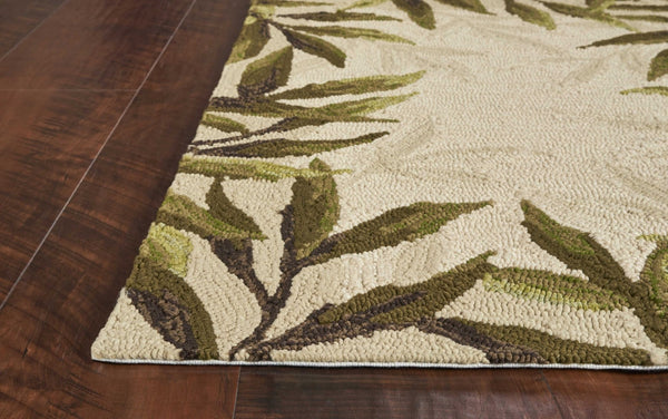 HomeRoots 8' Handmade Beige Floral Area Rug - Durable Indoor/Outdoor Comfort for Any Space, Low Maintenance Style 5' x 8' 352777