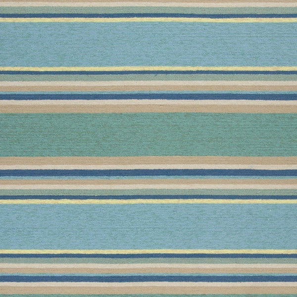 HomeRoots 8' Handmade Blue Striped Area Rug - Coastal-Inspired Design for Indoor & Outdoor Spaces, Durable Style 5' x 8' 352779