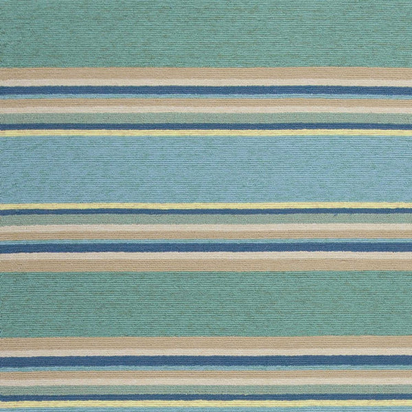 HomeRoots 8' Handmade Blue Striped Area Rug - Coastal-Inspired Design for Indoor & Outdoor Spaces, Durable Style 5' x 8' 352779