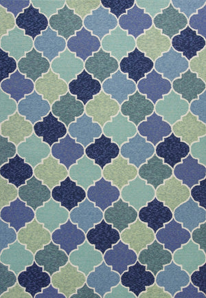 HomeRoots 5' Blue Moroccan Area Rug - Durable, Stylish Quatrefoil Design for Indoor & Outdoor Spaces, Easy Care 5' x 8' 352780