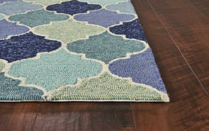 HomeRoots 5' Blue Moroccan Area Rug - Durable, Stylish Quatrefoil Design for Indoor & Outdoor Spaces, Easy Care 5' x 8' 352780