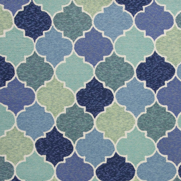 HomeRoots 5' Blue Moroccan Area Rug - Durable, Stylish Quatrefoil Design for Indoor & Outdoor Spaces, Easy Care 5' x 8' 352780