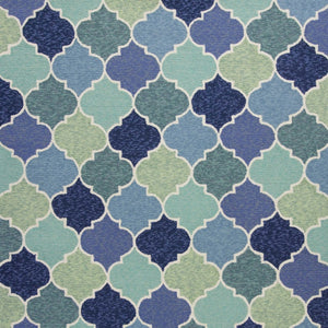 HomeRoots 5' Blue Moroccan Area Rug - Durable, Stylish Quatrefoil Design for Indoor & Outdoor Spaces, Easy Care 5' x 8' 352780