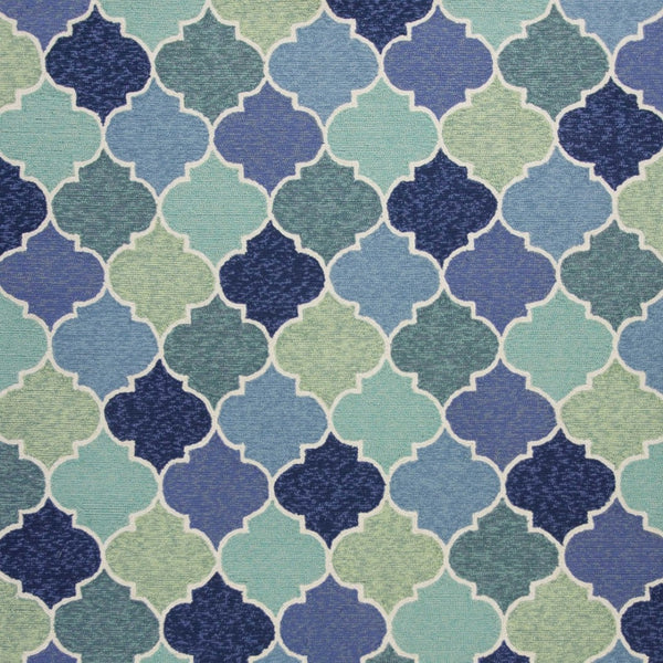 HomeRoots 5' Blue Moroccan Area Rug - Durable, Stylish Quatrefoil Design for Indoor & Outdoor Spaces, Easy Care 5' x 8' 352780