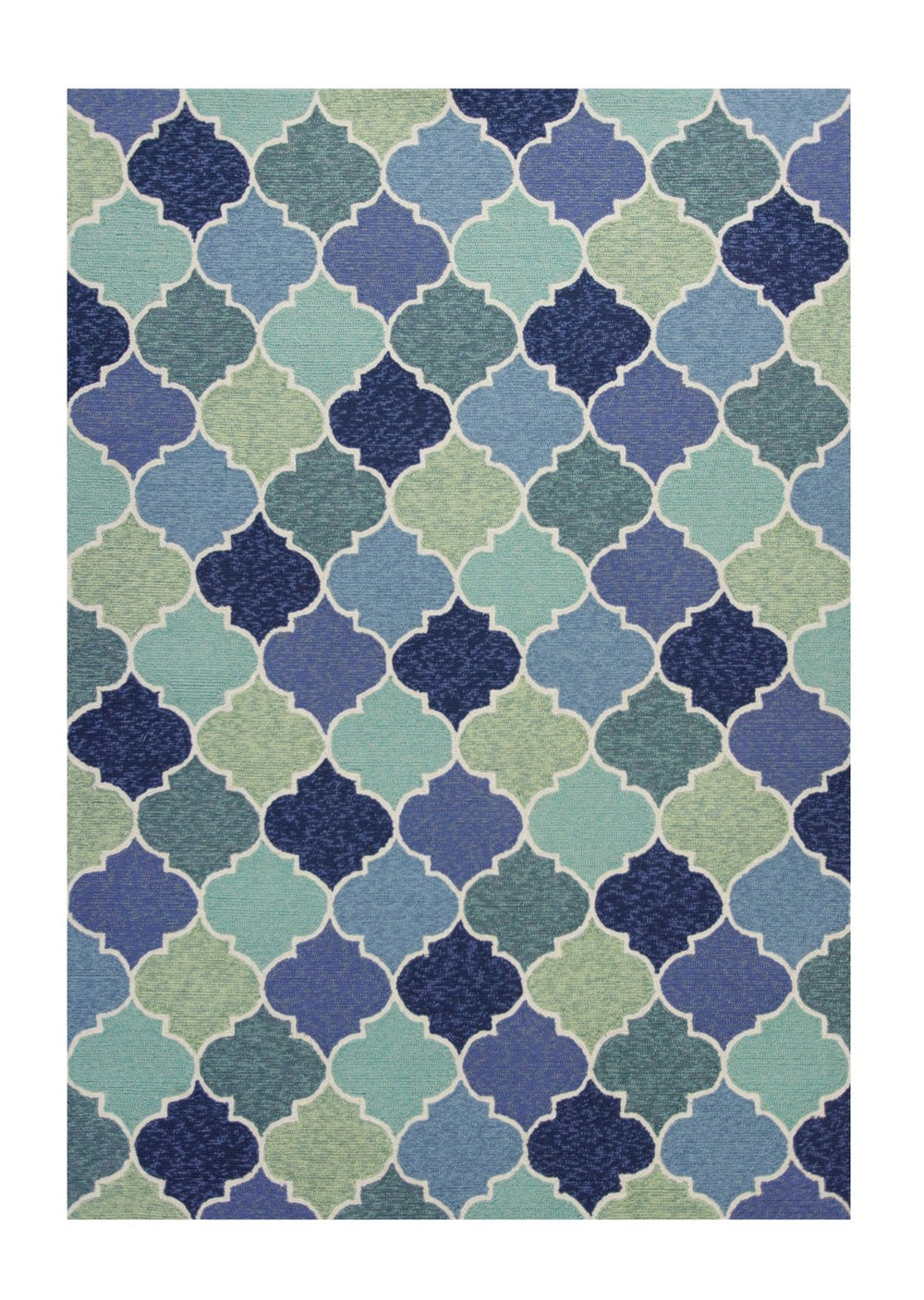 HomeRoots 5' Blue Moroccan Area Rug - Durable, Stylish Quatrefoil Design for Indoor & Outdoor Spaces, Easy Care 5' x 8' 352780