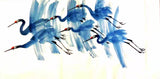 Lilys Color Ink Painting-A Group Of Flying Red Crowned Crane Wooden Frame 3528