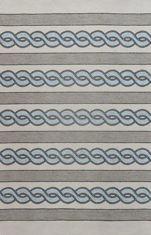 HomeRoots 5' Handmade Abstract Area Rug in Ivory and Blue - Stylish, Durable Design for Indoor & Outdoor Use 5' x 7' 352823