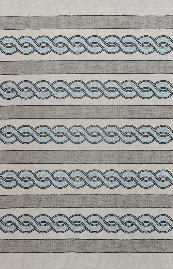 HomeRoots 5' Handmade Abstract Area Rug in Ivory and Blue - Stylish, Durable Design for Indoor & Outdoor Use 5' x 7' 352823