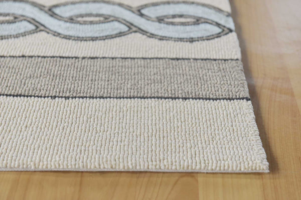 HomeRoots 5' Handmade Abstract Area Rug in Ivory and Blue - Stylish, Durable Design for Indoor & Outdoor Use 5' x 7' 352823