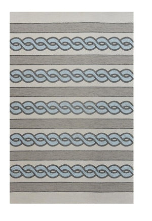 HomeRoots 5' Handmade Abstract Area Rug in Ivory and Blue - Stylish, Durable Design for Indoor & Outdoor Use 5' x 7' 352823