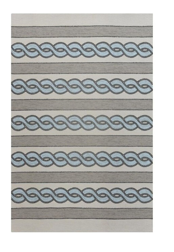 HomeRoots 5' Handmade Abstract Area Rug in Ivory and Blue - Stylish, Durable Design for Indoor & Outdoor Use 5' x 7' 352823