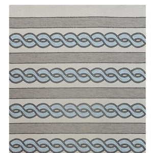 HomeRoots 5' Handmade Abstract Area Rug in Ivory and Blue - Stylish, Durable Design for Indoor & Outdoor Use 5' x 7' 352823