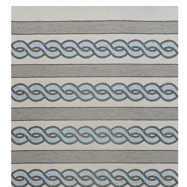 HomeRoots 5' Handmade Abstract Area Rug in Ivory and Blue - Stylish, Durable Design for Indoor & Outdoor Use 5' x 7' 352823