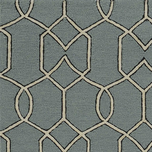 HomeRoots 5' Contemporary Green and Ivory Geometric Hand-Hooked Area Rug for Modern Living Spaces 5' X 7' 352826