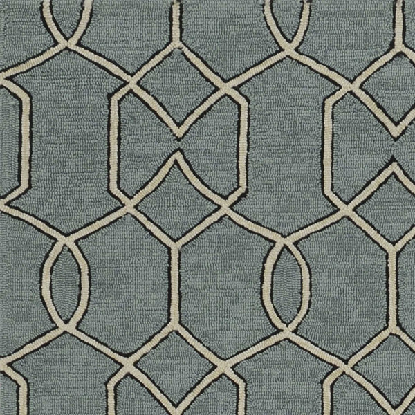 HomeRoots 5' Contemporary Green and Ivory Geometric Hand-Hooked Area Rug for Modern Living Spaces 5' X 7' 352826