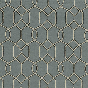 HomeRoots 5' Contemporary Green and Ivory Geometric Hand-Hooked Area Rug for Modern Living Spaces 5' X 7' 352826