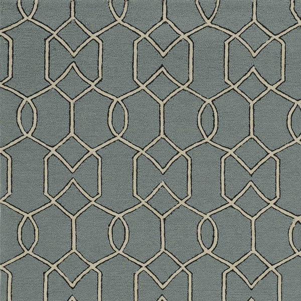 HomeRoots 5' Contemporary Green and Ivory Geometric Hand-Hooked Area Rug for Modern Living Spaces 5' X 7' 352826