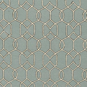 HomeRoots 5' Contemporary Green and Ivory Geometric Hand-Hooked Area Rug for Modern Living Spaces 5' X 7' 352826