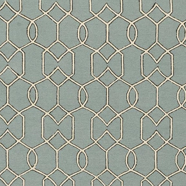 HomeRoots 5' Contemporary Green and Ivory Geometric Hand-Hooked Area Rug for Modern Living Spaces 5' X 7' 352826