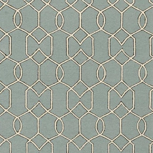 HomeRoots 5' Contemporary Green and Ivory Geometric Hand-Hooked Area Rug for Modern Living Spaces 5' X 7' 352826