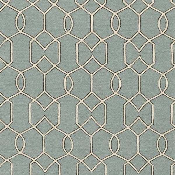 HomeRoots 5' Contemporary Green and Ivory Geometric Hand-Hooked Area Rug for Modern Living Spaces 5' X 7' 352826