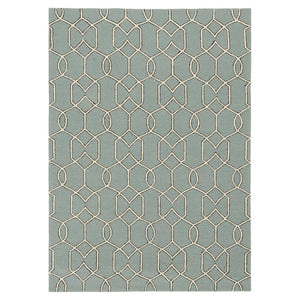 HomeRoots 5' Contemporary Green and Ivory Geometric Hand-Hooked Area Rug for Modern Living Spaces 5' X 7' 352826