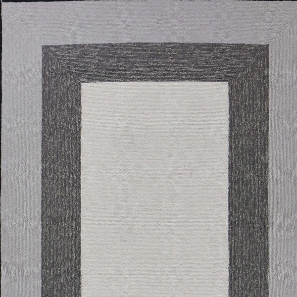 Homeroots 5' X 7' Ivory Charcoal And Taupe Geometric Hand Hooked Area Rug  Polypropylene 352828