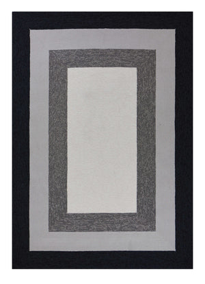 Homeroots 5' X 7' Ivory Charcoal And Taupe Geometric Hand Hooked Area Rug  Polypropylene 352828