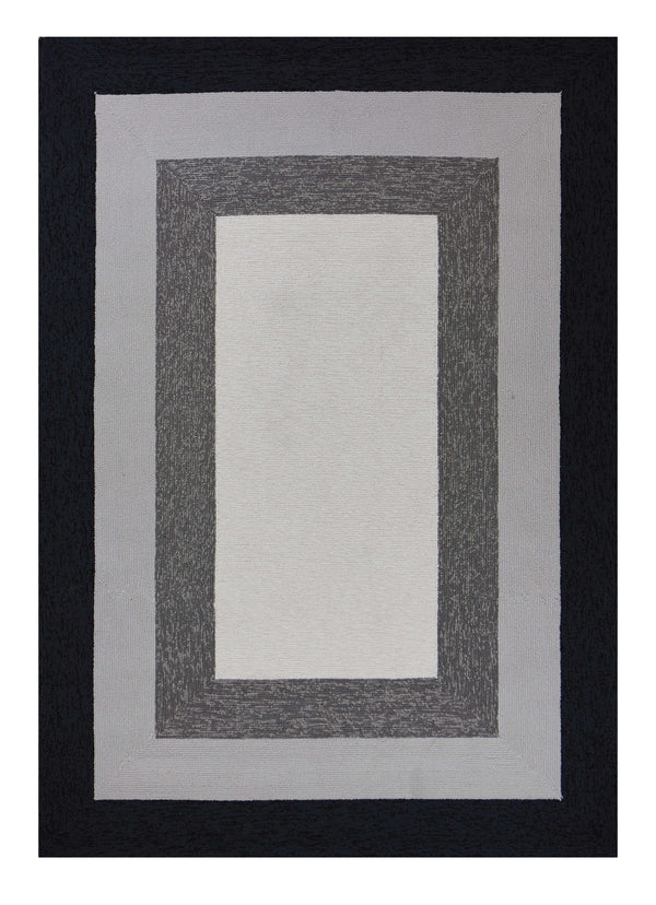 Homeroots 5' X 7' Ivory Charcoal And Taupe Geometric Hand Hooked Area Rug  Polypropylene 352828