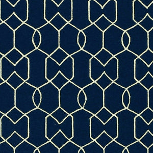 Homeroots 5' X 7' Navy Blue Geometric Hand Hooked Area Rug  Polypropylene 352830