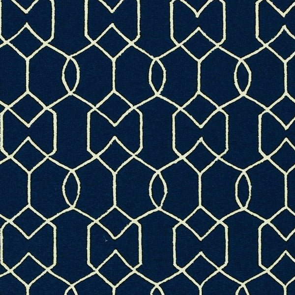 Homeroots 5' X 7' Navy Blue Geometric Hand Hooked Area Rug  Polypropylene 352830