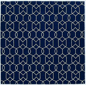 Homeroots 5' X 7' Navy Blue Geometric Hand Hooked Area Rug  Polypropylene 352830