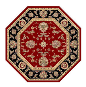 Homeroots 7' Octagon Red Or Black Floral Vines Bordered Indoor Area Rug  Polypropylene 352836