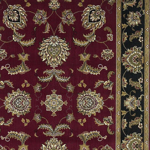 Homeroots 7' Octagon Red Or Black Floral Vines Bordered Indoor Area Rug  Polypropylene 352836