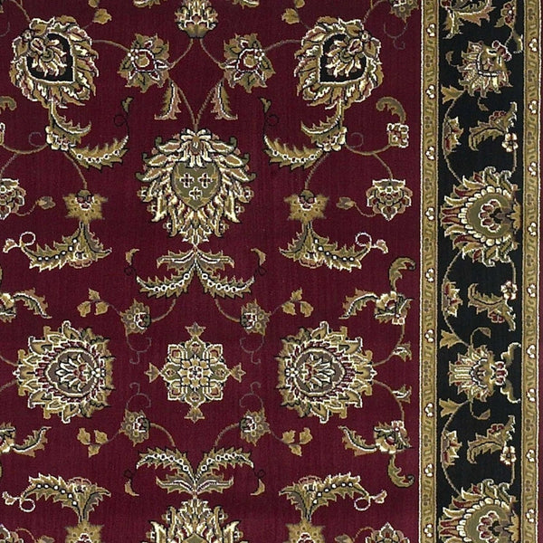 Homeroots 7' Octagon Red Or Black Floral Vines Bordered Indoor Area Rug  Polypropylene 352836