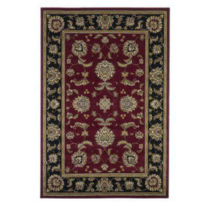 Homeroots Red And Black Octagon Floral Vines Area Rug  Polypropylene 352837