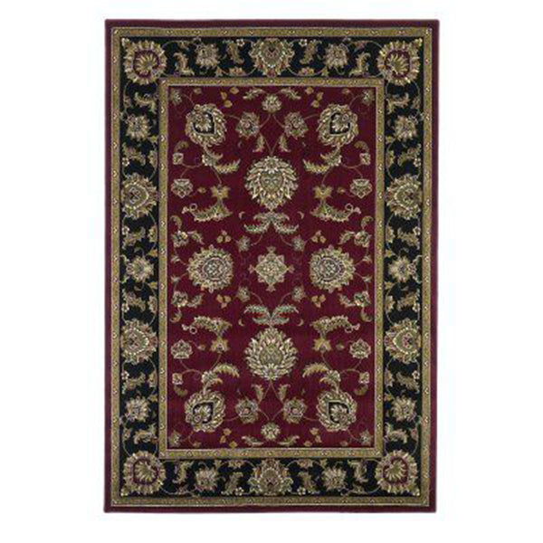 Homeroots Red And Black Octagon Floral Vines Area Rug  Polypropylene 352837