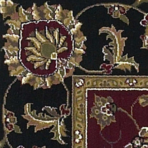 Homeroots Red And Black Octagon Floral Vines Area Rug  Polypropylene 352837