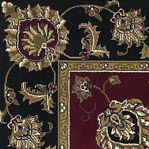 Homeroots Red And Black Octagon Floral Vines Area Rug  Polypropylene 352837