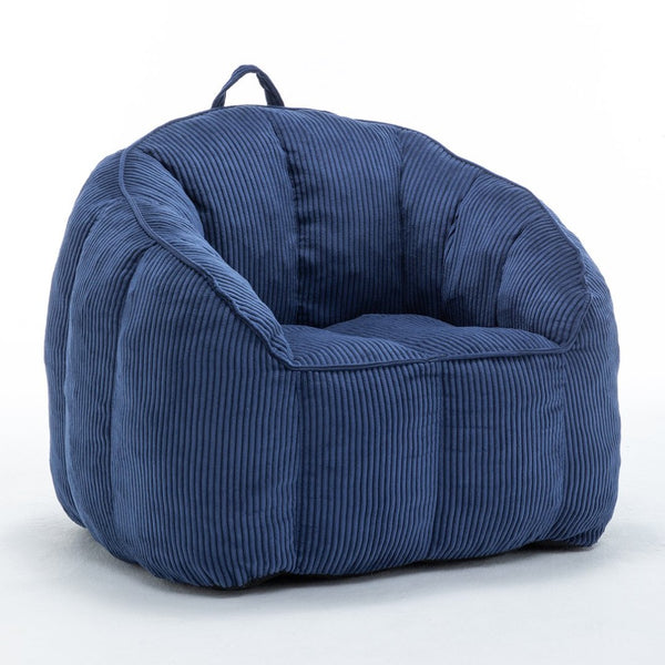 English Elm Giant Corduroy Bean Bag with Armrests Shredded Foam Lounge Chair for Living Room Dark Blue W2200P442629