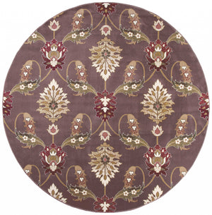 Homeroots Plum Purple Machine Woven Traditional Octagon Indoor Area Rug  Polypropylene 352847