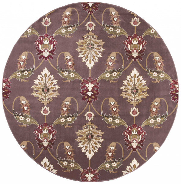 Homeroots Plum Purple Machine Woven Traditional Octagon Indoor Area Rug  Polypropylene 352847