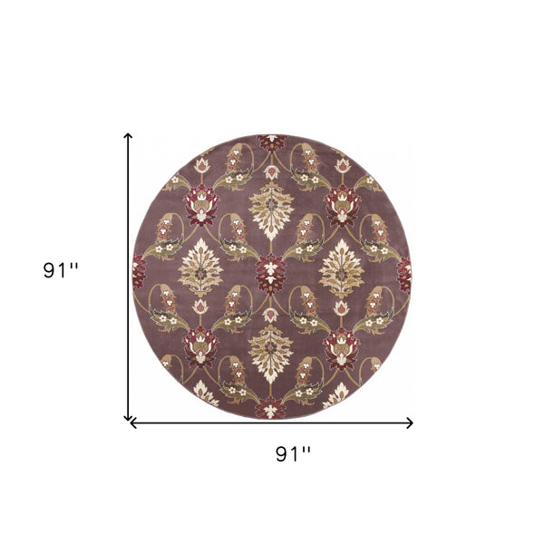 Homeroots Plum Purple Machine Woven Traditional Octagon Indoor Area Rug  Polypropylene 352847