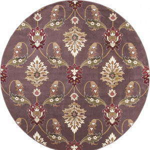 Homeroots Plum Purple Machine Woven Traditional Octagon Indoor Area Rug  Polypropylene 352847